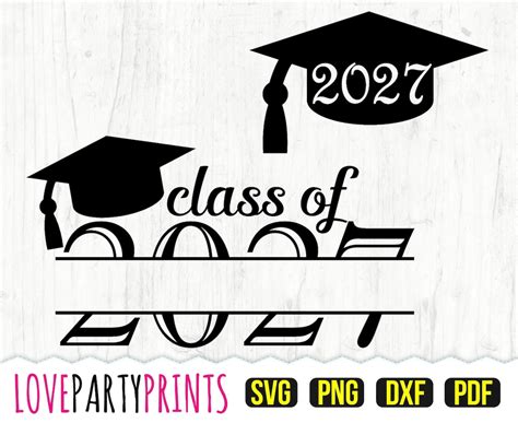 Class Of 2027 Svg Dxf Png Pdf Senior 2027 Svg Split Monogram Svg