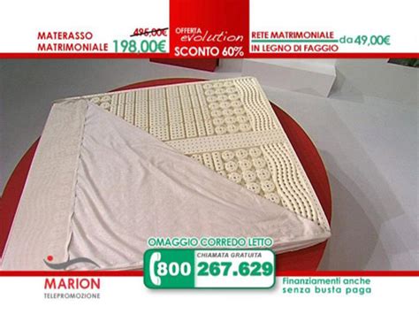 Marion materassi è un brand italiano specializzato nella produzione e vendita dei materassi in lattice, costruiti le opinioni dei clienti inerenti all'acquisto effettuato rispondendo alla televendita, sono. Offerta materasso MARION: Evolution, il NUOVO materasso in lattice Marion proposto in televendita