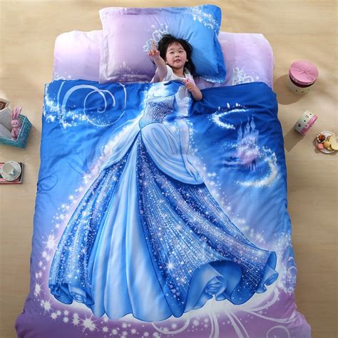 Anime full size comforter set. Organic Cotton Brand Designer 3D Bed Linen Cinderella Kids ...