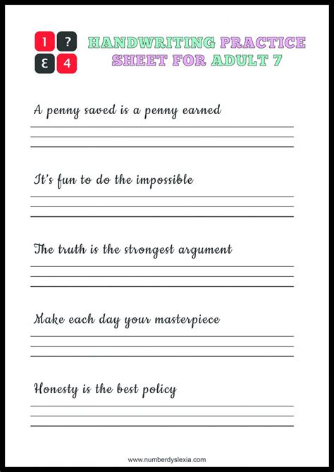 Printable Handwriting Worksheets For Adults