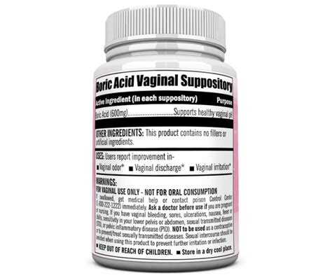 Boric Acid Vaginal Suppositories 30 Count 600mg 100 Pure Made In