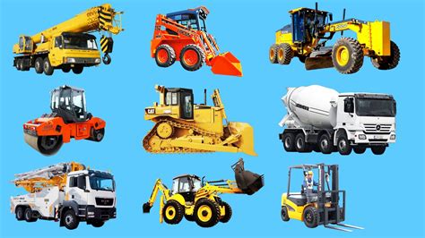 Learning Construction Vehicles Names And Sounds For Kids Trucks