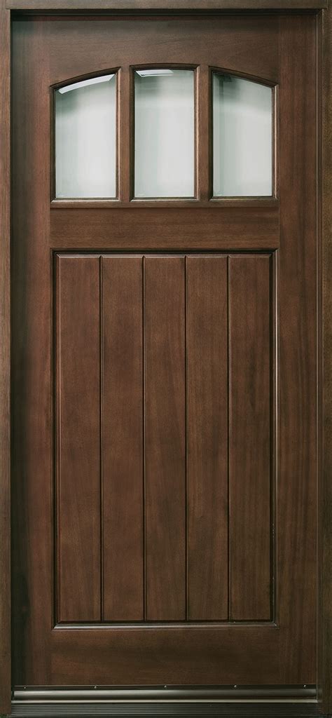 211mahogany Walnut Craftsman Entry Door Clear Beveled Glass By