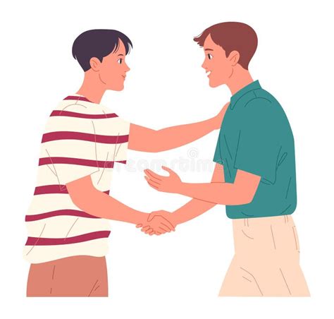 Two Guys Shaking Hands When Greeting Each Other Stock Vector