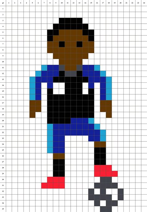 Il suffit de colorier les cases en suivant donnez votre avis. Kylian Mbappé - Pixel art Foot | La Manufacture du Pixel