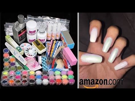 Shape and buff your nails to the perfect finish, then finalize with a top coat. AMAZON ACRYLIC NAIL KIT DEMO | doing my own nails at home - YouTube