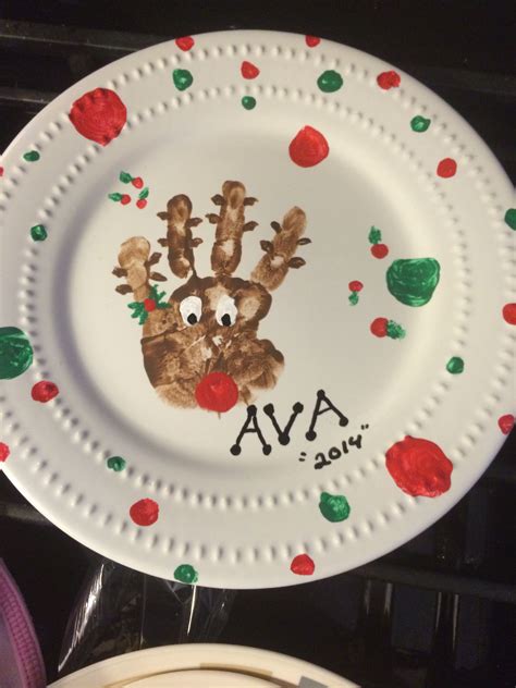 Reindeer Handprint Plate Preschool Christmas Reindeer Handprint