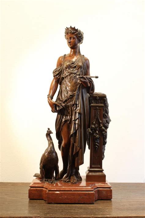 Bronze Sculpture By Peiffer Bronze Sculpture Of Hera With Its Attributes Royal Crown And