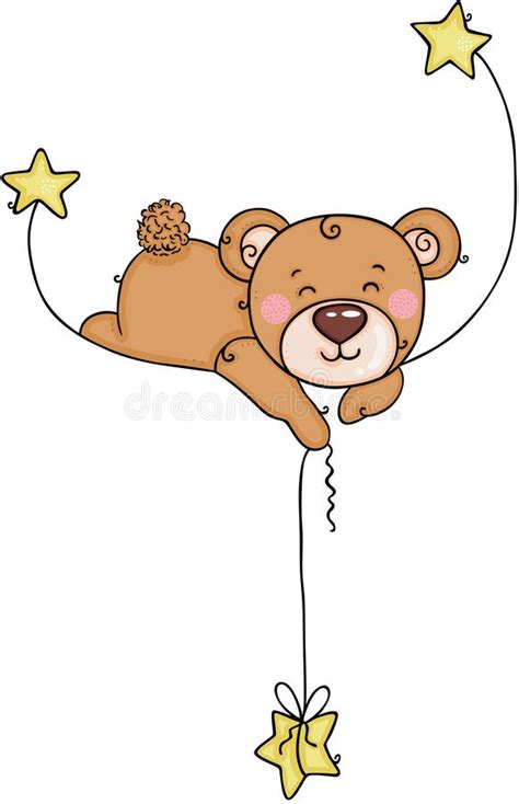 Cute Teddy Bear Flying Balloons Stock Vector Illustration Of Sitting