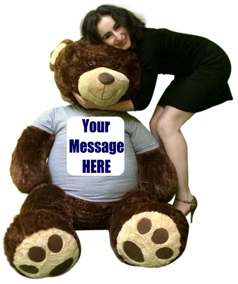 Personalized Big Plush 5 Foot Giant Teddy Bear Wearing Customized T Shirt With Your Message