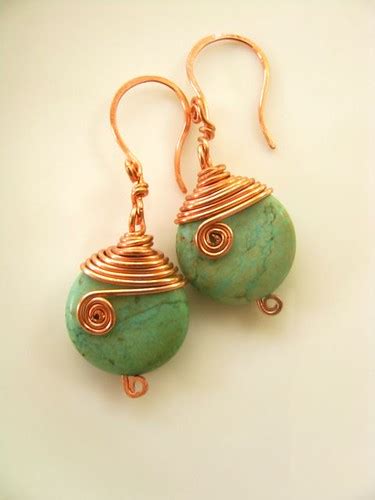 Turquoise And Copper Wire Wrapped Earrings Etsy Seasidestudio