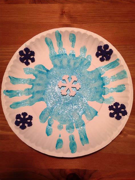 Paper Plate Handprint Snowflake Craft Winter Craft Preschool Craft