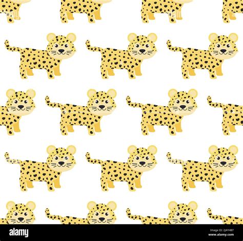 Seamless Pattern In Leopards Vector Illustration In A Flat Style Eps