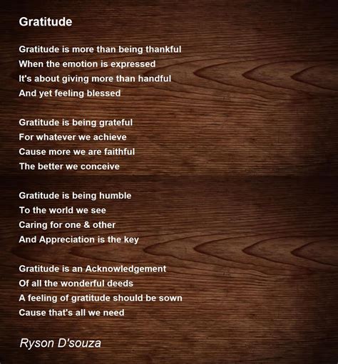 Gratitude Gratitude Poem By Ryson Dsouza