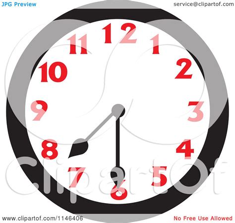 Cartoon Of A Wall Clock Showing 7 30 Royalty Free Vector Clipart By