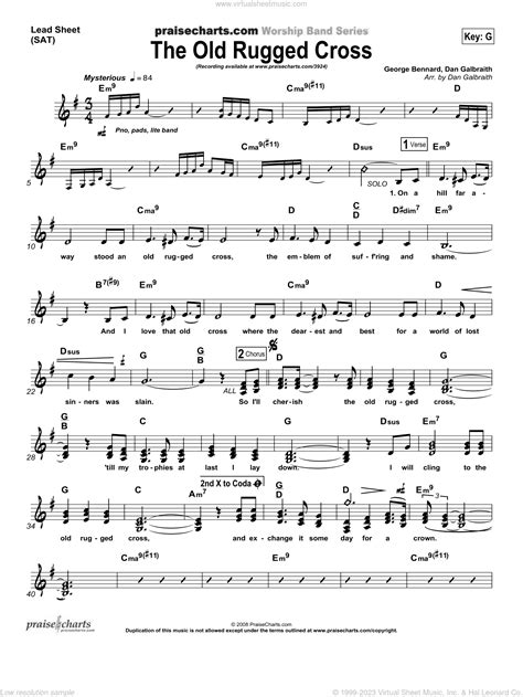 Old Rugged Cross Piano Sheet Music Print And Download Sheet Music For