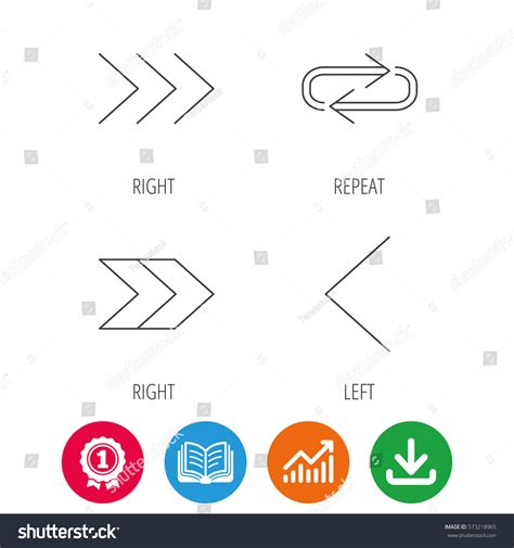 Arrows Icons Right Direction Repeat Linear Stock Vector Royalty Free
