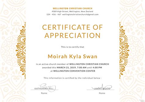 Free Church Certificate Of Appreciation Template In Adobe Photoshop