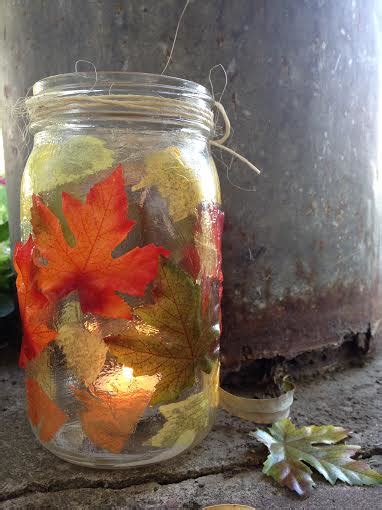 fall leaf mason jar candle holders creative homemaking