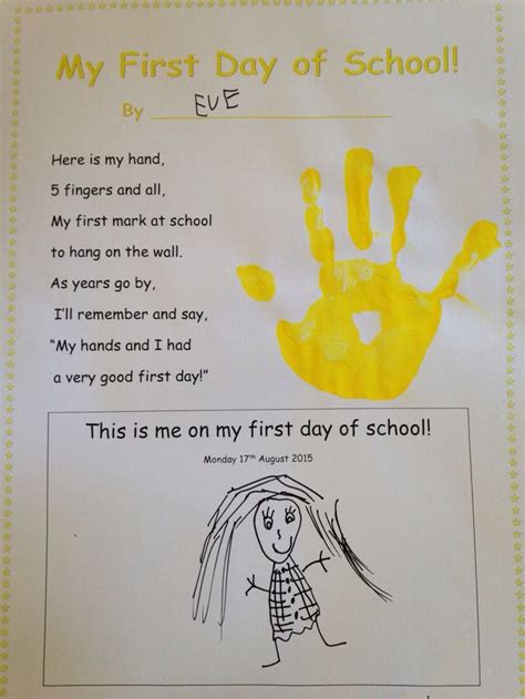 First Day Of School Activity Receptionp1 School Diy First Day Of