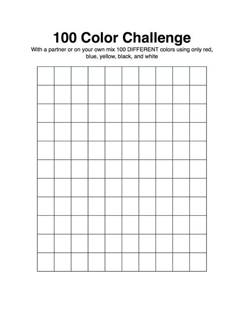 The Awakened Artist A Choice Based Art Classroom 100 Color Challenge