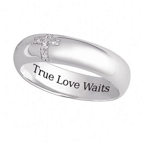 Sterling Silver True Love Waits Cz Cross Band 14535221 Overstock