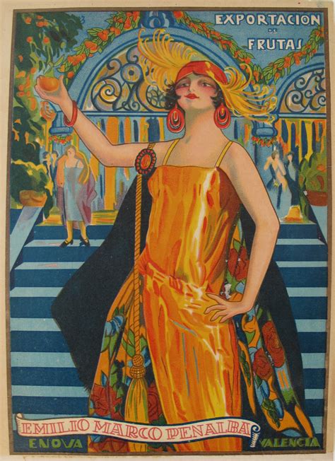 vintage spanish orange goddess art deco poster magazine illustration illustration art