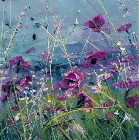 Wild Flower Meadow Floral Landscape Art Original Acrylic Painting