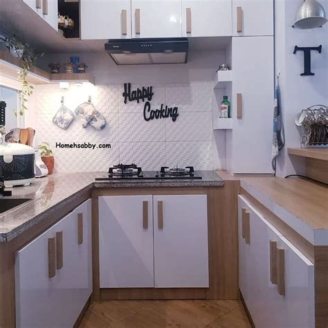 desain dapur minimalis modern warna putih jadi lebih luas