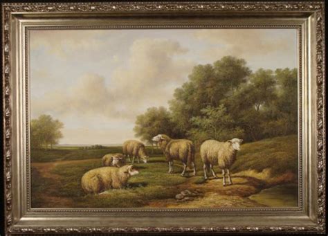Bachmann Original Framed Oil Painting Sheep Landscape