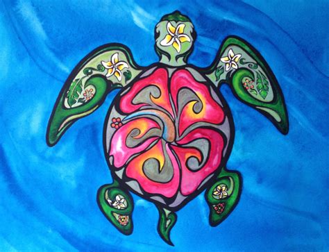 Image Detail For Hawaiian Island Turtle Series Honu Mixed Painting