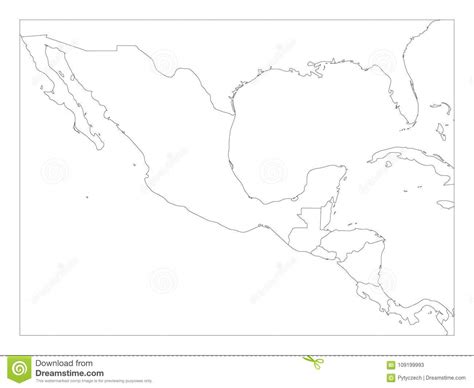 Mapa Político En Blanco De America Central Y De México Ejemplo Negro