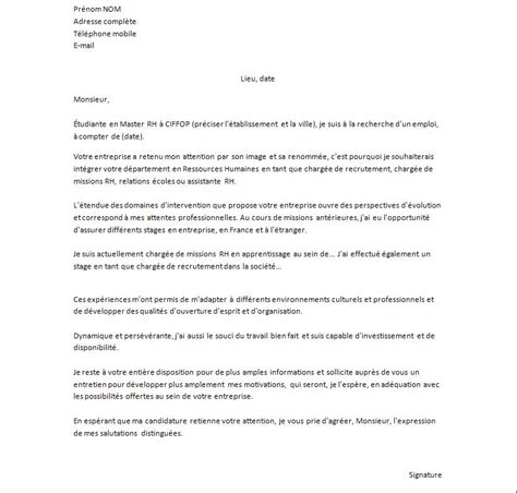 Lettre De Motivation Ressources Humaines Exemples De Cv