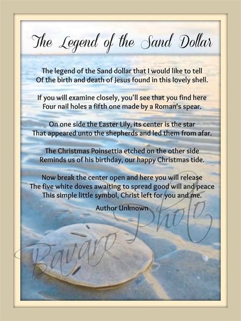 Legend Of The Sand Dollar Poem Wall Decor Beach Coastal Etsy Poemi