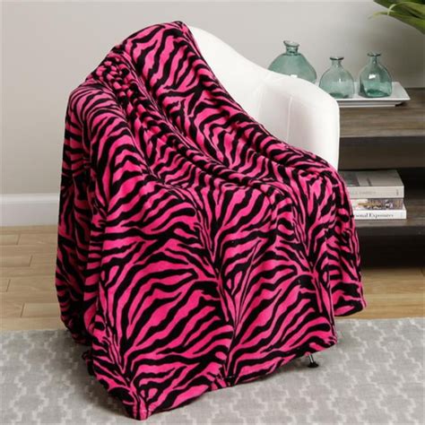 Plazatex Queen Size Zebra Microplush Blanket Pink