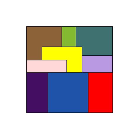 An Arrangement Is Formed By Laying Nine Coloured Squares Of Equal Side