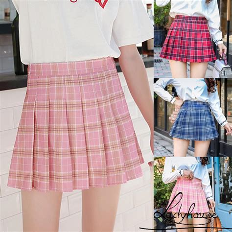 Ld Korean Style Women Pleated Plaid Sexy Mini Skirt Japanese School