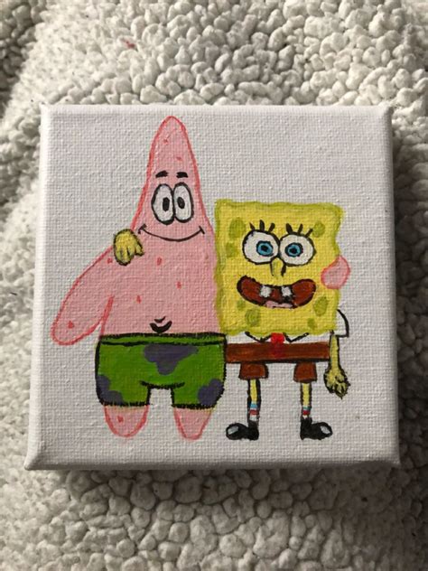 Spongebob And Patrick💗💛 Spongebob Painting Spongebob Cute Canvas