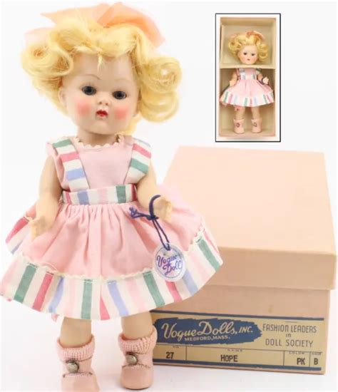 1950s Ginny Vogue Doll Hope Pink 27 Box Hang Tag Sleepy Blue Eyes