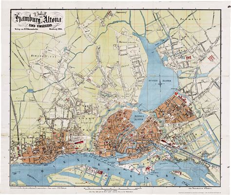 Karte Hamburg 1864 Plan Von Hamburg Altona Und Umgegend Verlag Von B