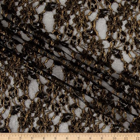 Metallic Lace Blackgold Fabric By The Yard Gold Fabric