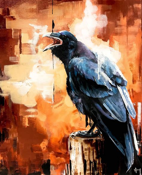 Raven 39 Acrylics On Canvas 50x60cm Sold Bird Art Painting Art
