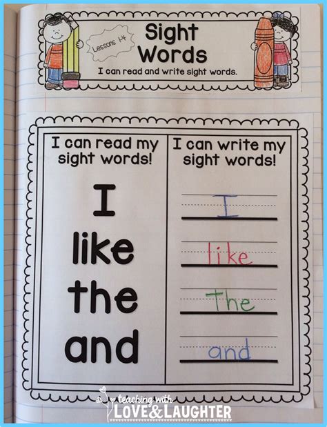 Kindergarten Sight Words Interactive Notebooks Sight Words