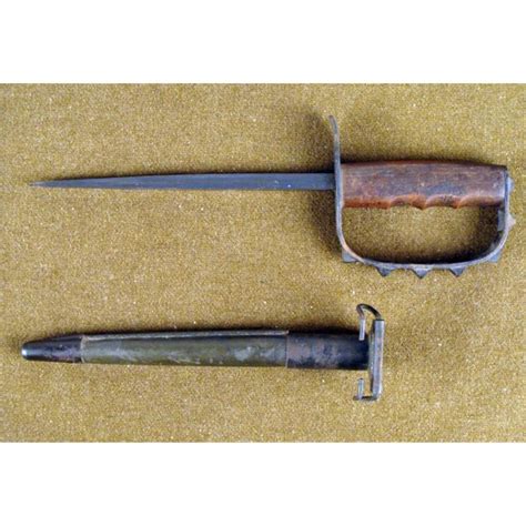 Rare Wwi Us Lfandc 1917 Trench Knife Wleather Scabbard