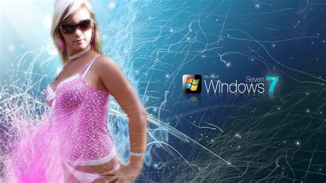 Wallpaper Microsoft Windows Windows 7 Logo Women Blonde
