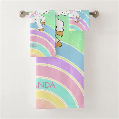 Magical Unicorn Rainbow Bath Towel Set Zazzle