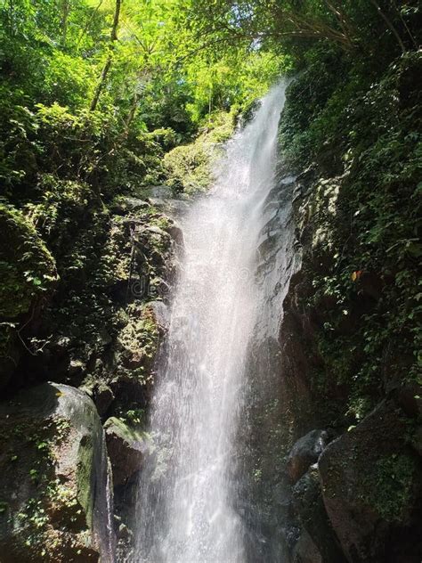 White Waterfall In High Cliff Stock Image Image Of Water Ravine