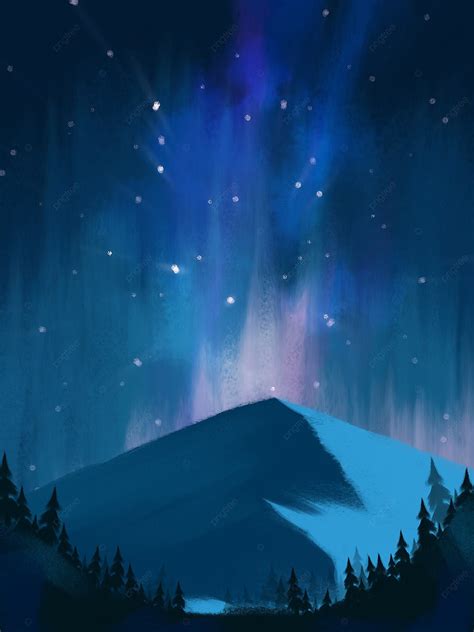 Beautiful Star Sky Landscape Flat Illustration Starry Sky Background