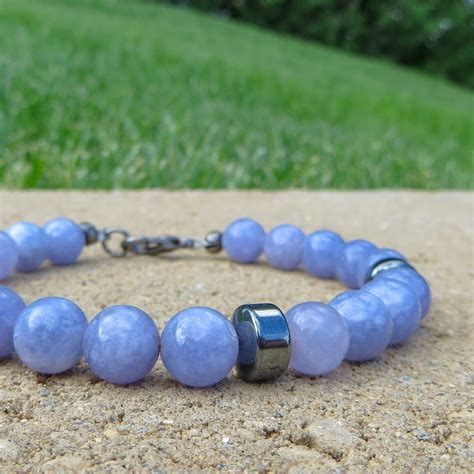 Aquamarine Bracelet Lavender With Blue Tones Large Mm Etsy