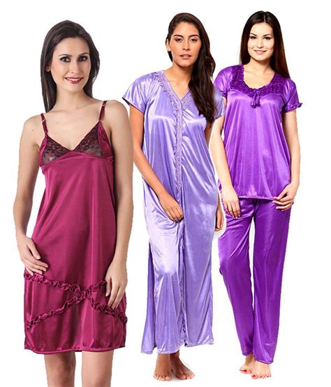 Buy Chhristy World Multi Color Satin Nighty And Night Gowns Pack Of 3 Online At Best Prices In